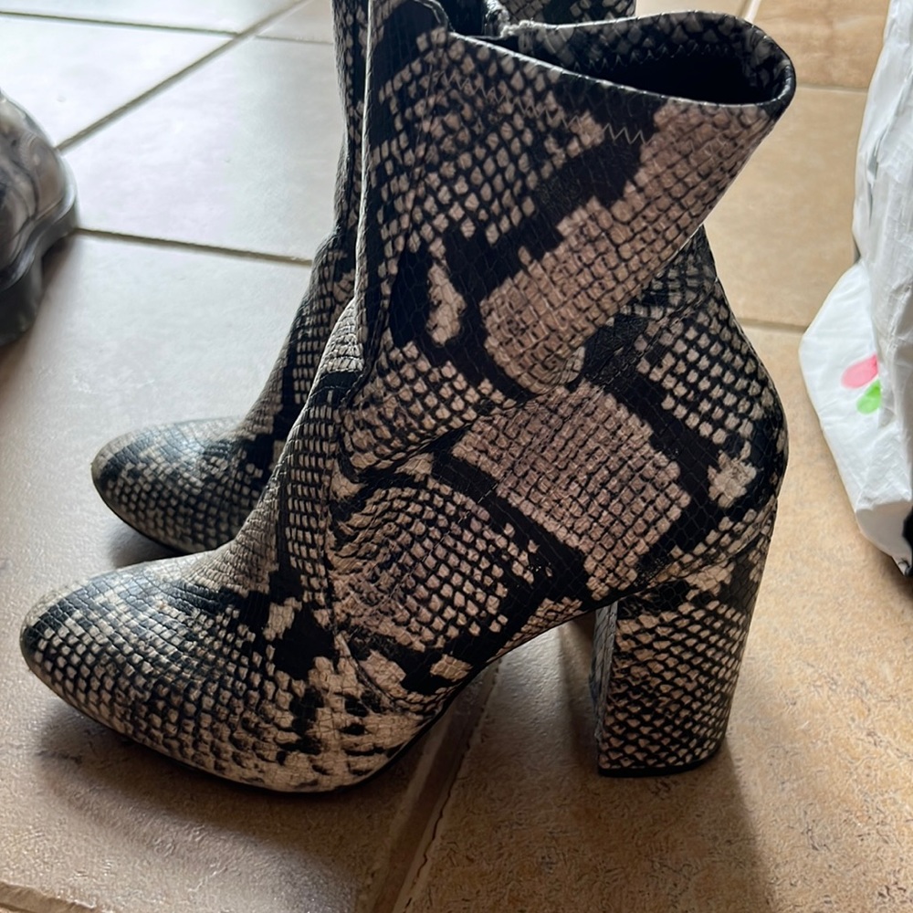 Snakeskin booties